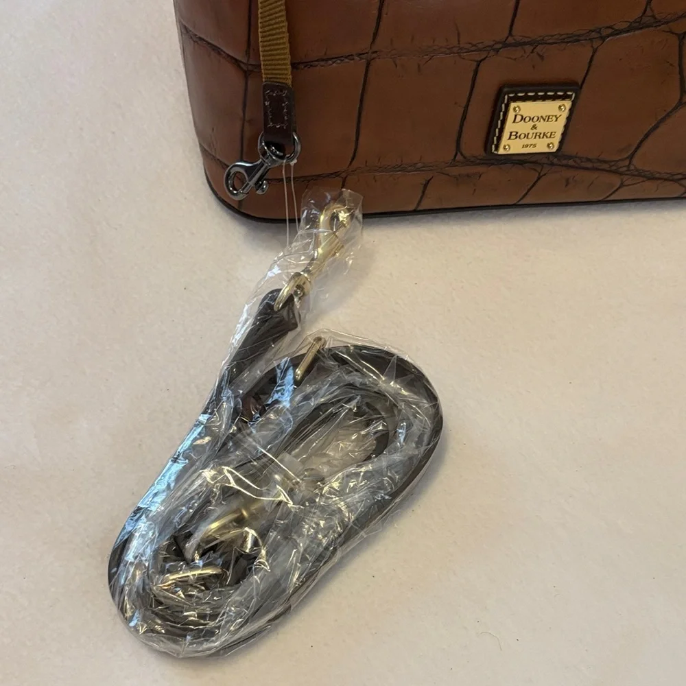 Dooney & Bourke Brown Croc-Embossed Leather Satchel